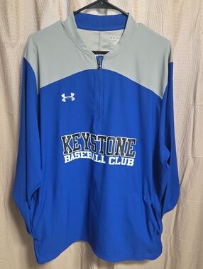 XL Under Armour Blue and Gray Keystone Baseball Club Half-Zip Pullover
